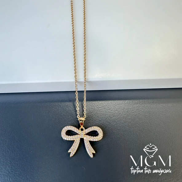 Zirkon Taşlı Fiyonk Kolye - Kl0017 ürün görseli 1