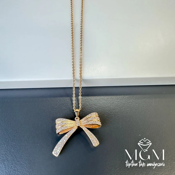 Zirkon Taşlı Fiyonk Kolye - Kl0019 ürün görseli 1