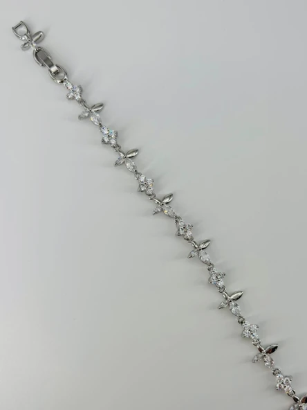 Rodyum Zirkon Taşlı Pirinç Bileklikler 17+2 Cm - Kbl0373 ürün görseli 1