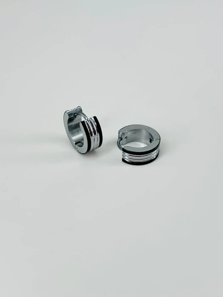 Rodyum Siyah Çelik Erkek Küpe Çap (9 Mm) Kalınlık (5 Mm) - Ekp0009 ürün görseli 1