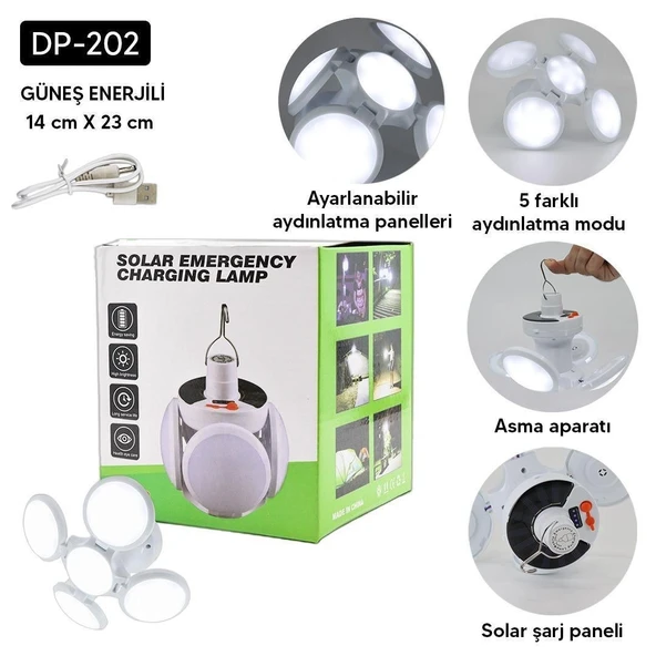 4Lü Katlanır Solar Lamba - Resim 2