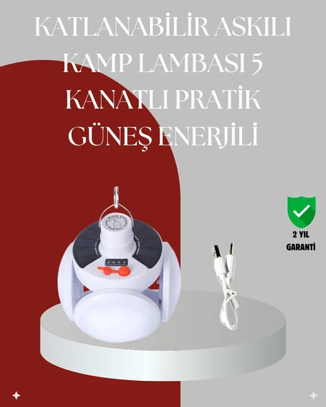 360 Derece Katlanabilir Solar Led Aydınlatma Çadır Lambası ürün görseli 1