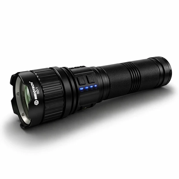 Bedotech Bd-3 30W Tg Led Alüminyum Alaşımlı Zoomlu Type-C Analog Pil Göstergeli Şarjlı El Feneri ürün görseli 1