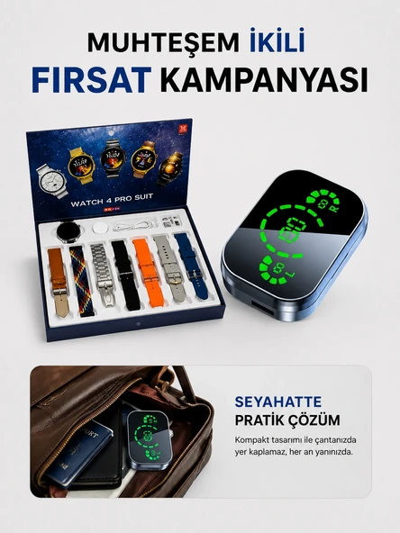 Dokunmatik Akıllı Saat Yeni Nesil Kulaklık Kampanyası Bluetooth Bağlantılı Anc Özelliği ürün görseli 1