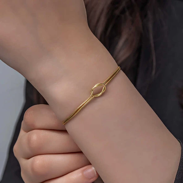 Gümüş Gold Aşk Düğüm Kadın Bileklik ürün görseli 1