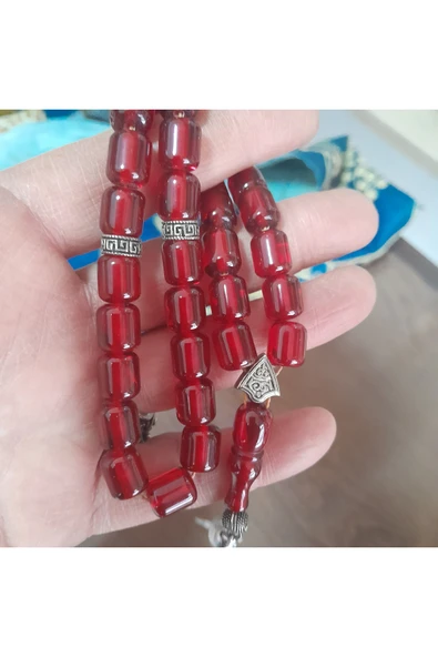 OSMANLI Güzel Renk Ateş Kehribar Tespih - Resim 2