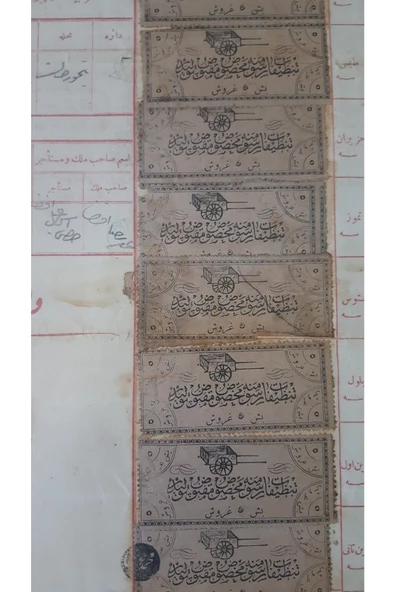 Vintage Çerçevede Osmanlı Çöp Vergisi Pullu - Resim 2