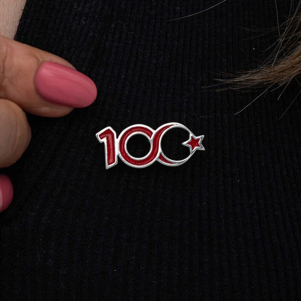 Gümüş Ay Yıldız 100.Yıl Rozet - Resim 4