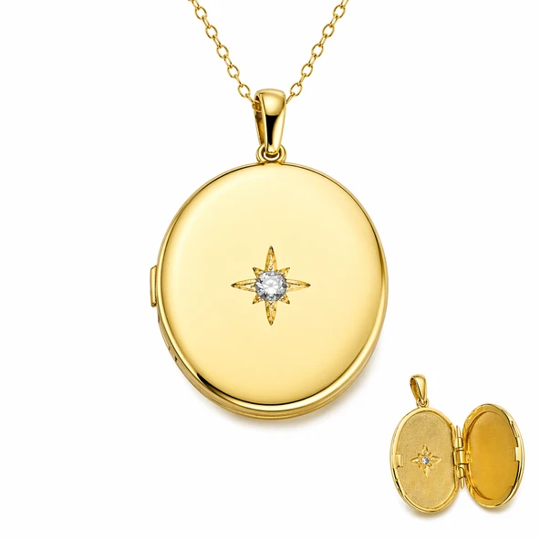 Gümüş Gold Kutup Yıldızı Açılabilir Kadın Kolye ürün görseli 1