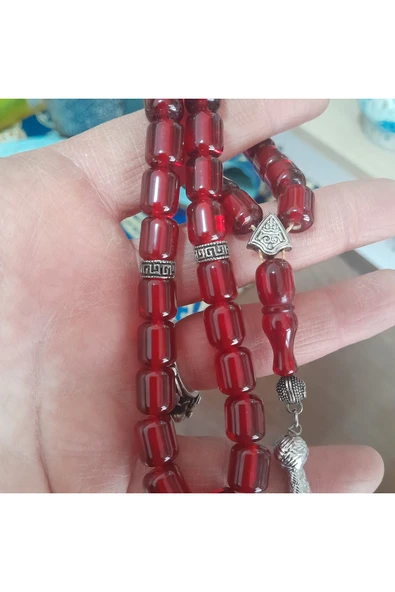 OSMANLI Güzel Renk Ateş Kehribar Tespih - Resim 4