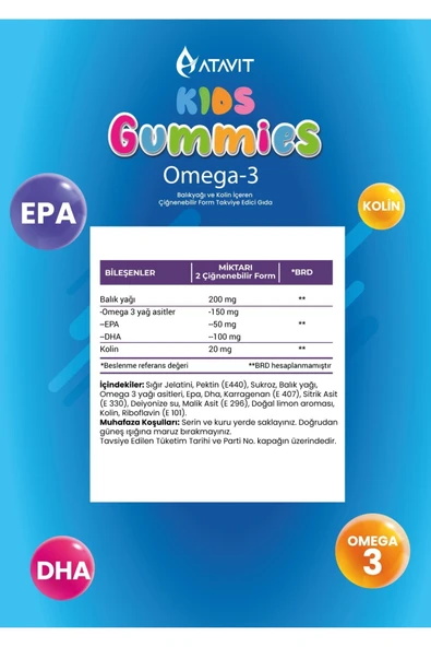 Atavit Kids Omega-3 60 Gummies - Resim 4