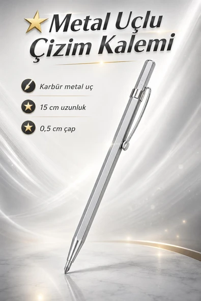 Karbür Uçlu Metal Çizim Kalemi (1 Adet) 150 mm Metal Ahşap Mermer Fayans Çizim İşaretleme Kalemi ürün görseli 1