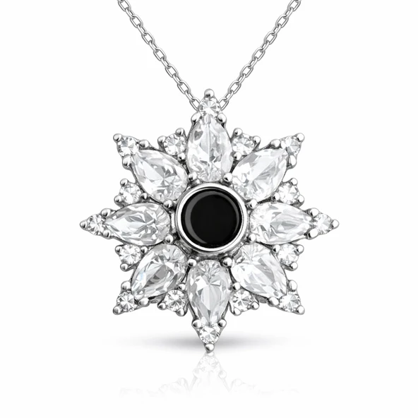 Gümüş 100 Dilde Seni Seviyorum Lotus Kadın Kolye ürün görseli 1