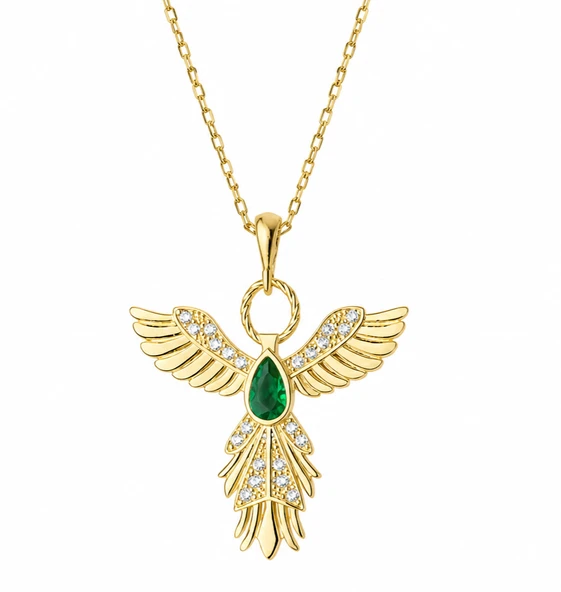 Gümüş Anka Kuşu Figürlü Gold Kadın Kolye ürün görseli 1