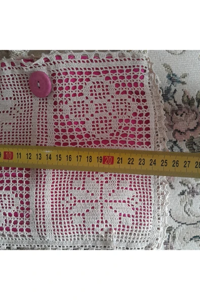 Vintage Eskilerden El Örgüsü Dantelli Çanta - Resim 4