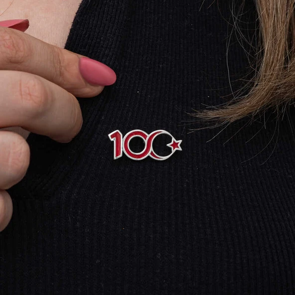 Gümüş Ay Yıldız 100.Yıl Rozet - Resim 5