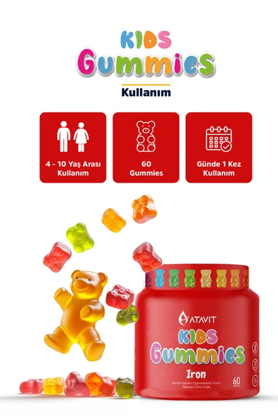 Atavit Kids Iron Demir 60 Gummies - Resim 3