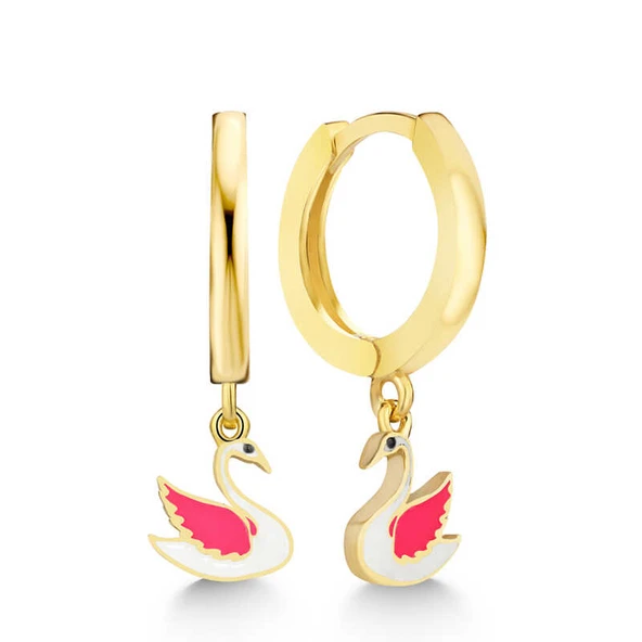 Gümüş Gold Kuğu Sallantılı Kadın Küpe ürün görseli 1