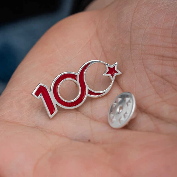 Gümüş Ay Yıldız 100.Yıl Rozet - Resim 3