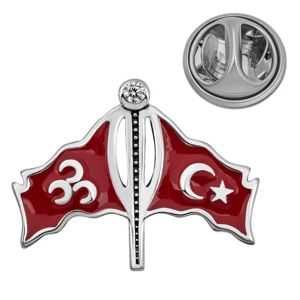 Gümüş Üç Hilal Türk Bayrağı Rozet ürün görseli 1