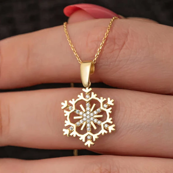 Gümüş Gold Kar Tanesi Kadın Kolye ürün görseli 1
