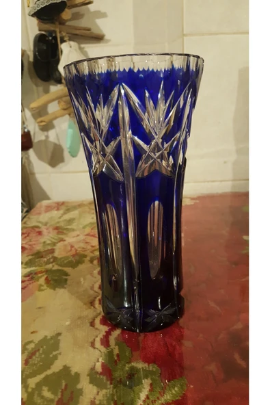 Vintage Antika Kristal Kobalt Vazo ürün görseli 1