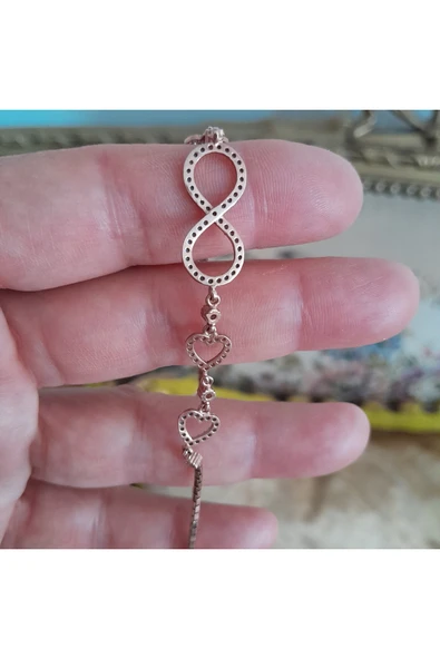 Vintage Rose Gümüş Asansör Bileklik - Resim 2