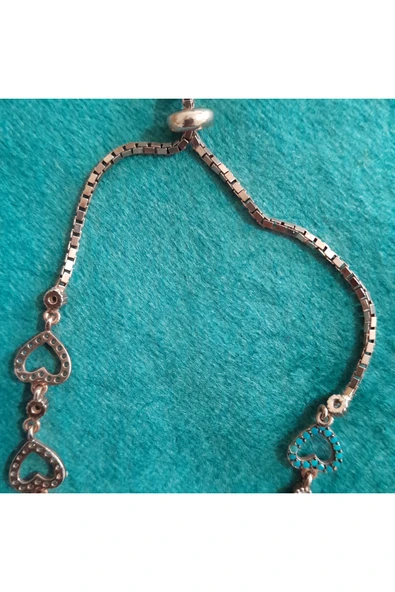 Vintage Rose Gümüş Asansör Bileklik - Resim 5