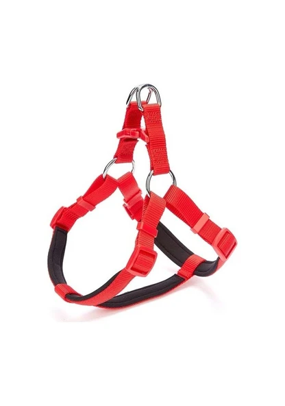 Doggie Konforlu Dokumadan El Yapımı Ronin Model Köpek Göğüs Tasması M-2x45-55cm - Red ürün görseli 1