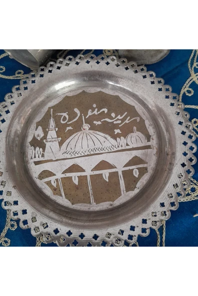 hatıralar Antika Pirinç Tabak ve Bardaklar - Resim 5
