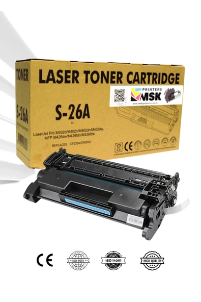 msk printers Hp 26A CF226A Siyah Muadil Toner ürün görseli 1