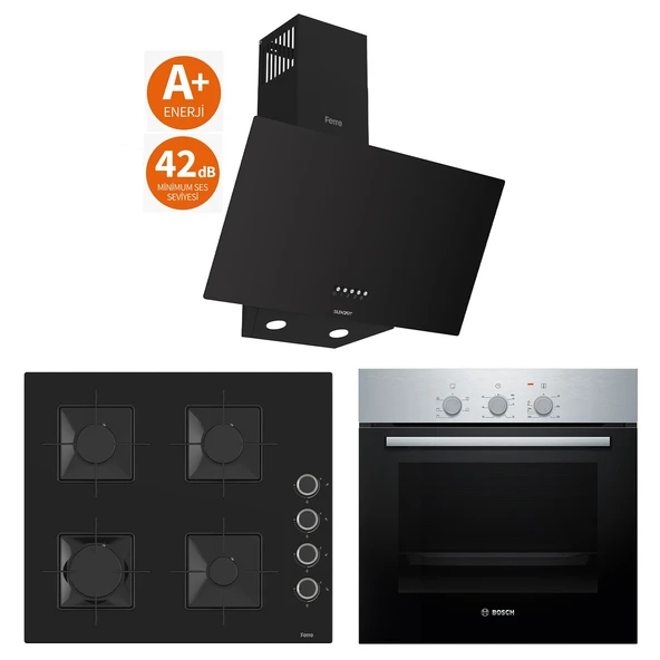 Bosch & Ferre New Apiralla 3 lü Ankastre Set - Ultra Sessiz Davlumbaz - 42 dB ( HBF011BR0T - SS205 - D086-SA ) ürün görseli 1