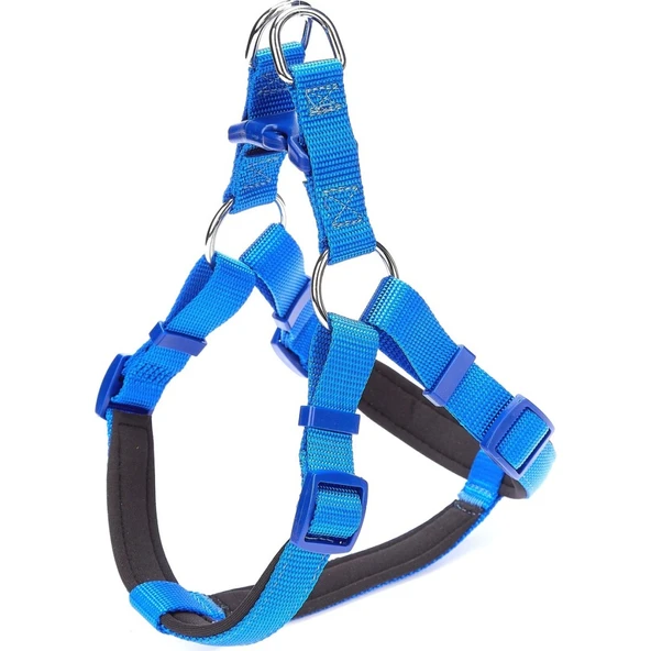 Doggie Konforlu Dokumadan El Yapımı Ronin Model Köpek Göğüs Tasması M-2x45-55cm - Royal Blue ürün görseli 1