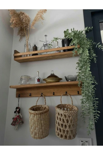 AHŞAP CRAFT 50 Cm Ahşap Baharatlık Kahve Köşesi Askılık Terek ürün görseli 1