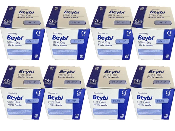 Beybi 21 G X 11/4" Steril Yeşil İğne Ucu 100 Adet 8 Kutu ürün görseli 1