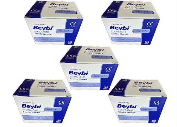 Beybi 22 G X 11/4" Steril Siyah Iğne Uç 100 Adet 5 Kutu ürün görseli 1