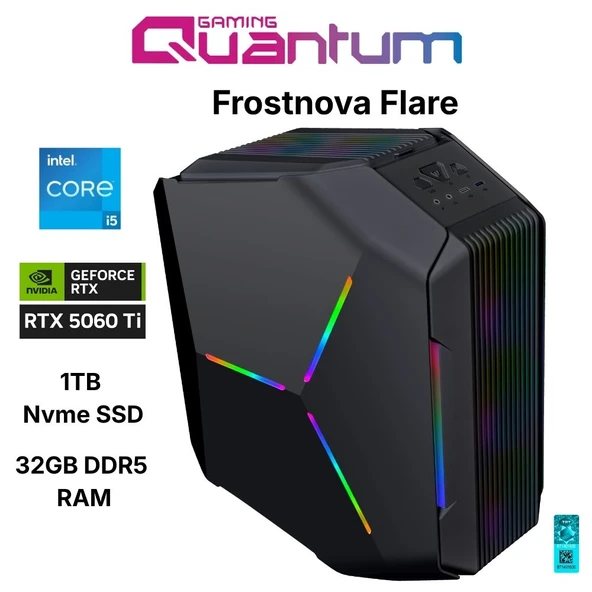 Quantum Gaming Frostnova Flare i5-14400F 32GB DDR5 1TB NVMe RTX5060Ti 16GB Masaüstü Oyun Bilgisayarı ürün görseli 1