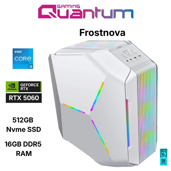 Quantum Gaming Frostnova i5-14400F 16GB DDR5 512GB NVMe RTX 5060 8GB Gaming Desktop ürün görseli 1
