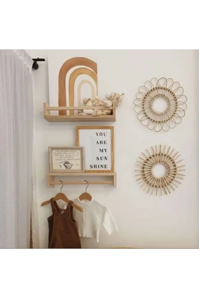 AHŞAP CRAFT 2'li Montessori Kitaplık Duvar Rafı Bebek Çocuk Odası Ahşap Kitaplık ürün görseli 1