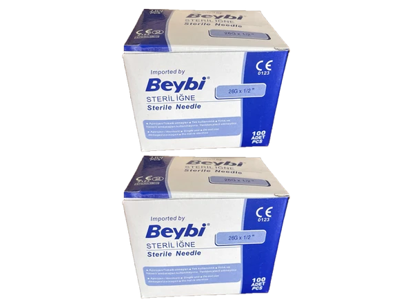 Beybi Steril Kahve Rengi Iğne Ucu 26gx1/2" 100 Adet 2 Kutu ürün görseli 1