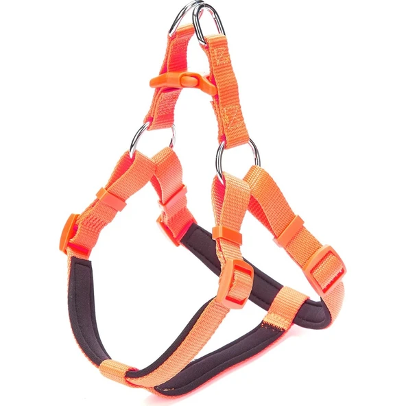 Doggie Konforlu Dokumadan El Yapımı Ronin Model Köpek Göğüs Tasması M-2x45-55cm - Orange ürün görseli 1