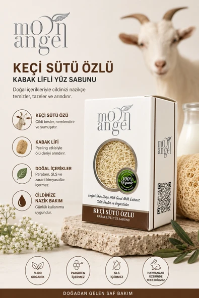 Kabak Lifli Sabun Keçi Sütü Özlü Temizleyici ve Nemlendirici Cilt Bakım Sabunu ürün görseli 1