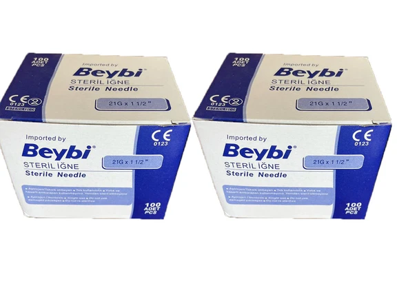 Beybi 21 G X 11/4" Steril Yeşil İğne Ucu 100 Adet 2 Kutu ürün görseli 1
