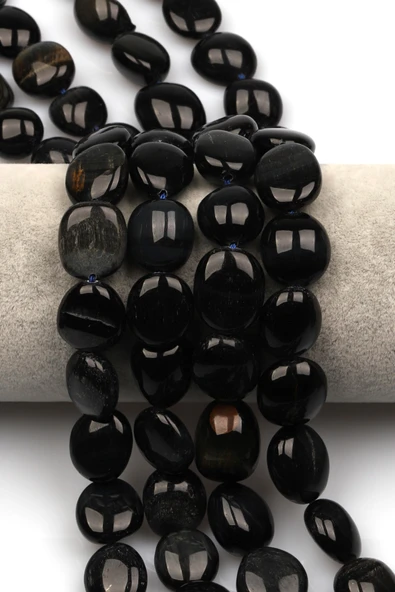 Siyah Kaplan Gözü Doğal Taş Dizi 14 x 19 mm Özel Kesim - DZ-1329 ürün görseli 1