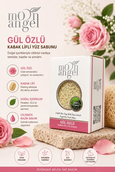 Kabak Lifli Sabun Gül Özlü Nemlendirici ve Yatıştırıcı Cilt Bakım Sabunu ürün görseli 1