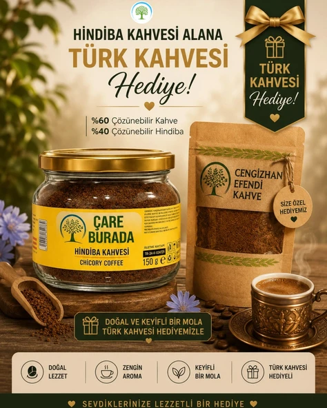 ÇareBurada Hindiba Kahvesi 150 g - Yumuşak İçim & Dengeli Aroma + TÜRK KAHVESİ HEDİYE ürün görseli 1