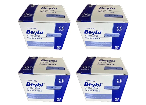 Beybi 22 G X 11/4" Steril Siyah Iğne Uç 100 Adet 4 Kutu ürün görseli 1