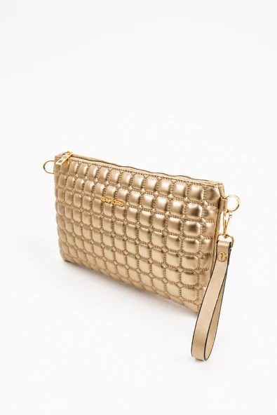 Kadın Suni Deri Ayarlanabilir Çapraz Ve El Askılı Portföy, Clutch Çanta S-1424  GOLD ürün görseli 1