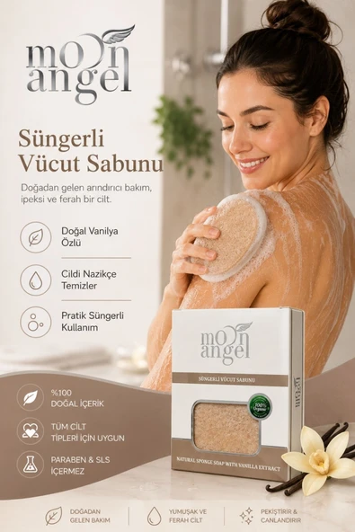 Süngerli Sabun Doğal Güzellik Vanilla Extract Vücut Sabunu ürün görseli 1