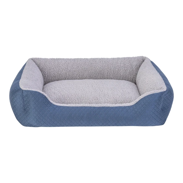 Pet Comfort Bravo Duo Köpek Yatağı Mavi/Gri Peluş M 75x60cm ürün görseli 1
